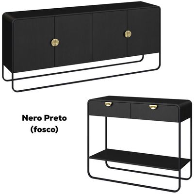 Balcao Buffet E Aparador 180 Cm Organica Artesano Nero Preto