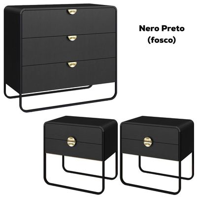 Comoda 02 Mesas De Cabeceira Organica Artesano Nero Preto