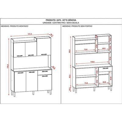 Kit Cozinha Ambiente Gênova 6 Portas Freijó Soft - Kits Paraná