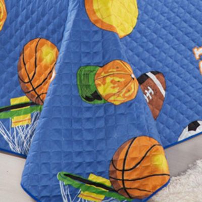 Kit Coordenado Cobre Leito Com Lençol Solteiro Alegria Azul 100% Poliéster