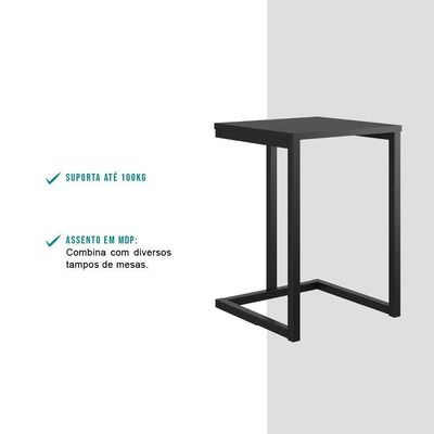 Conjunto 2 Banquetas Cozinha Tubo Preto Madeirado Preto