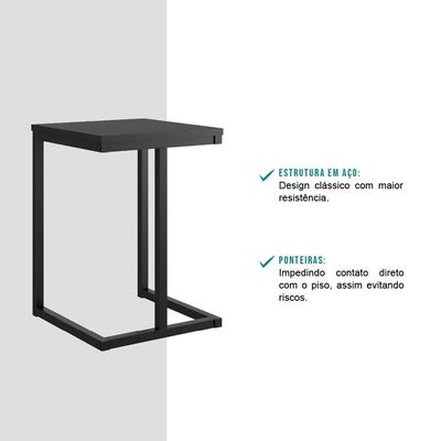 Conjunto 2 Banquetas Cozinha Tubo Preto Madeirado Preto