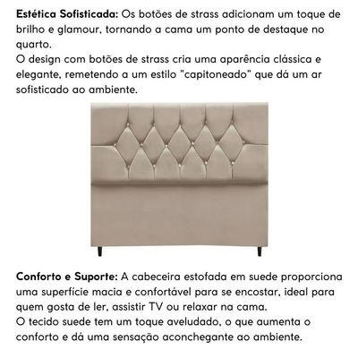 Cabeceira Estofada Cama Box King 195 Cm Suede Ayla bege
