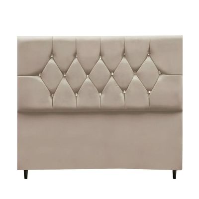 Cabeceira Estofada Cama Box King 195 Cm Suede Ayla bege