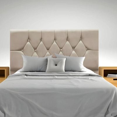 Cabeceira Estofada Cama Box King 195 Cm Suede Ayla bege