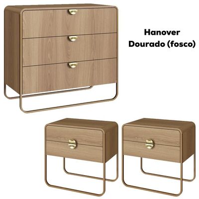 Comoda 02 Mesas De Cabeceira Organica Artesano Hanover Dourado
