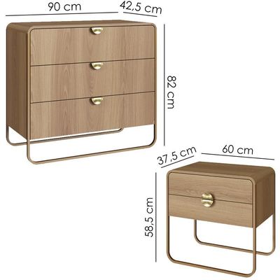 Comoda 02 Mesas De Cabeceira Organica Artesano Hanover Dourado