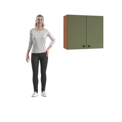Armário Aéreo Kappesberg Pixel 2 Portas Canela/verde Frevo 80cm