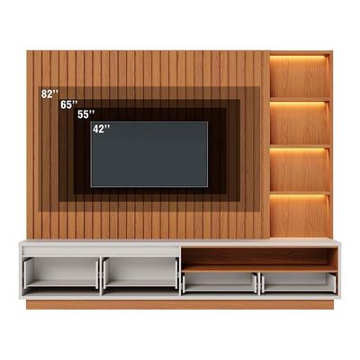 Estante Home Ripado TV 82 Polegadas 240 Cm Cancun Colibri Freijo Off White Matte