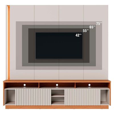 Estante Home TV 75 Polegadas 200 Cm 2 Portas Jordao Colibri Off White Matte Freijo