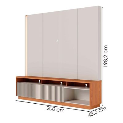 Estante Home TV 75 Polegadas 200 Cm 2 Portas Jordao Colibri Off White Matte Freijo