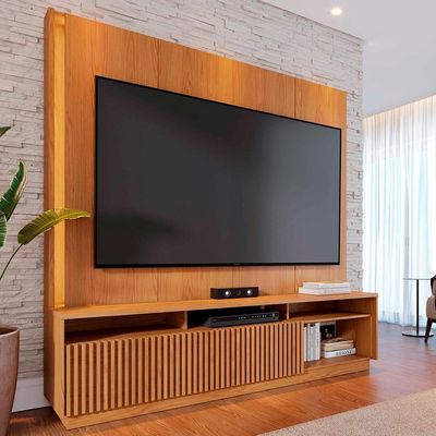 Estante Home TV 75 Polegadas 200 Cm 2 Portas Jordao Colibri Freijo
