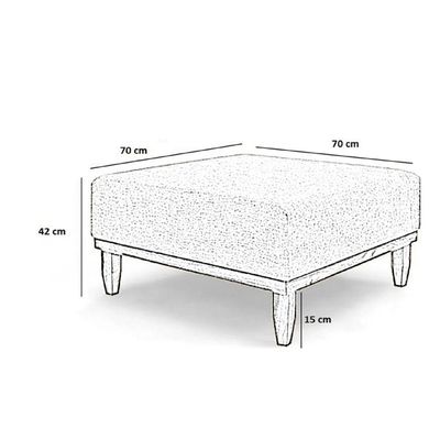Puff Luxo Corino Retangular Base Mesa Madeira Lar & Estilo Bege