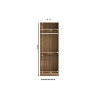 Guarda-roupa 2 Portas 2 Cabideiros Kappesberg Adapt Nogueira 80cm
