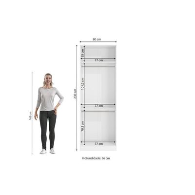 Guarda-roupas Sem Portas Closet 2 Cabideiros Kappesberg Adapt Branco 80cm