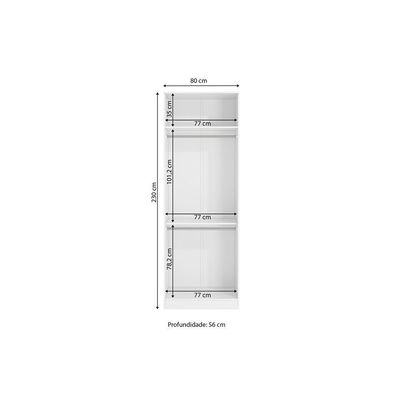 Guarda-roupas Sem Portas Closet 2 Cabideiros Kappesberg Adapt Branco 80cm