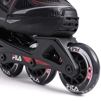 Patins Fila Infantil X One Boy Ou Girl Ajustável Com Freio Tamanhos - Preto Vermelho 36-39