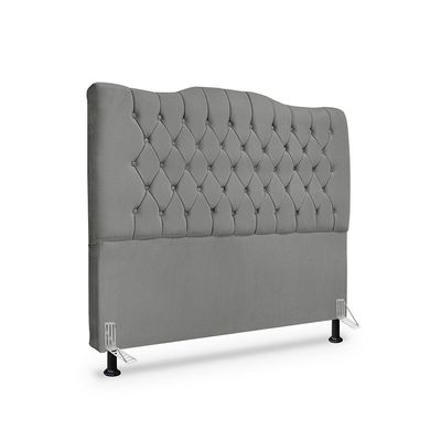 Kit Cabeceira E Calçadeira Baú Dunas Casal 140 Cm - Veludo Cinza Grafite