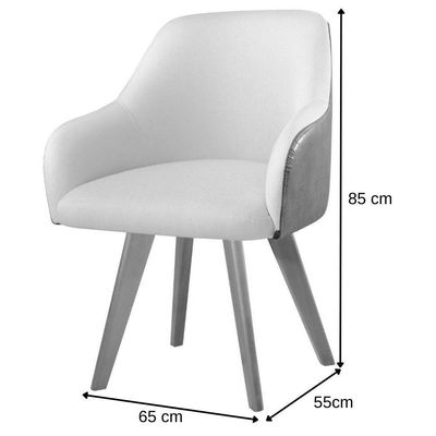 Poltrona Decorativa Hera Linho Nude Couro Caramelo Com Pés Em Madeira