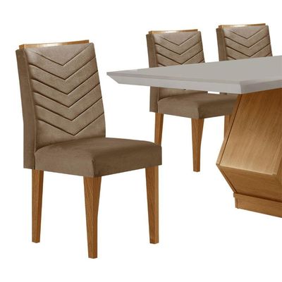 Mesa De Jantar 6 Lugares Retangular Rufato Alvorada Londrina Vel. Capuccino Off White Imbuia