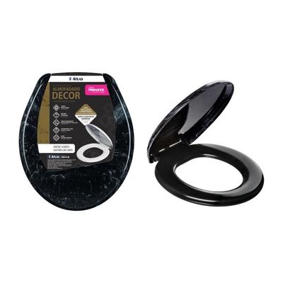 Assento Sanitário Almofadado Decor Preto Atlas