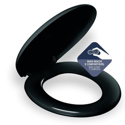 Assento Sanitário Almofadado Clássico Preto Atlas