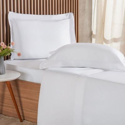 Jogo De Cama Queen 4 Pçs Ricamo 300 Fios 100% Algodão 160x200x40cm Branco