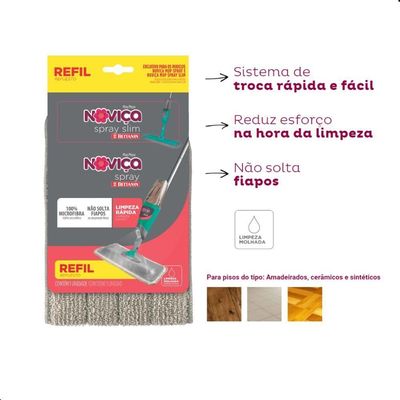 Refil Mop Noviça Spray E Slim 100% Microfibra Bettanin