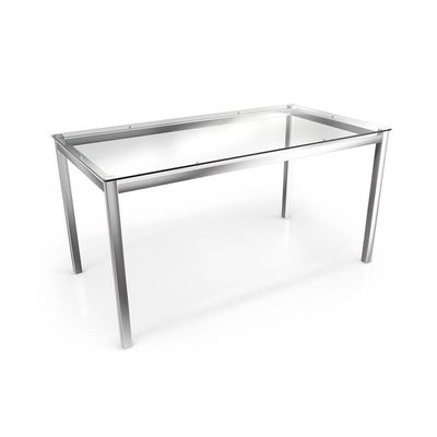 Mesa Reno Cromada Com Tampo De Vidro Incolor 1,50m