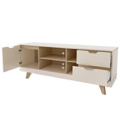 Rack TV 65 Polegadas 160cm Com 1 Porta Jaina Off White Carvalho A09 - Mpozenato