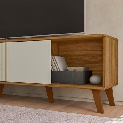 Rack Bancada Para TV 65 Polegadas 160cm Sia Nature Off White Z49 - Mpozenato