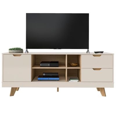 Rack TV 65 Polegadas 160cm Com 1 Porta Jaina Off White Carvalho A09 - Mpozenato