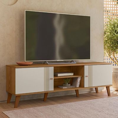 Rack Bancada Para TV 65 Polegadas 160cm Sia Nature Off White Z49 - Mpozenato