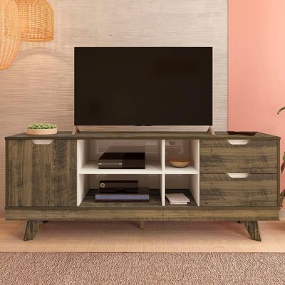 Rack TV 65 Polegadas 160cm Com 1 Porta Jaina Pinho Off White A09 - Mpozenato