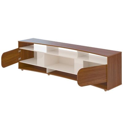 Rack Tv 86 Polegadas 220cm Com 2 Portas Reno Cedro Off White A09 - Mpozenato