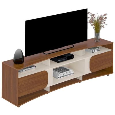 Rack Tv 86 Polegadas 220cm Com 2 Portas Reno Cedro Off White A09 - Mpozenato