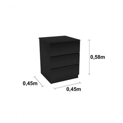 Mesa De Cabeceira Veronna 3 Gavetas Tcil Cinamomo