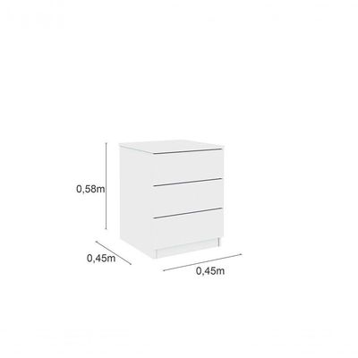Mesa De Cabeceira Veronna 3 Gavetas Tcil Neve