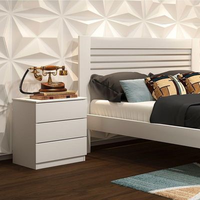 Mesa De Cabeceira Veronna 3 Gavetas Tcil Neve