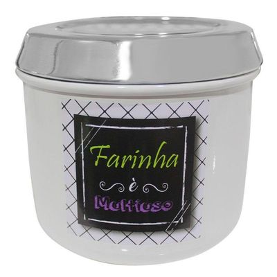 Conjunto De Mantimentos Branco Decorado Em Alumínio Para Cozinha 5 Peças