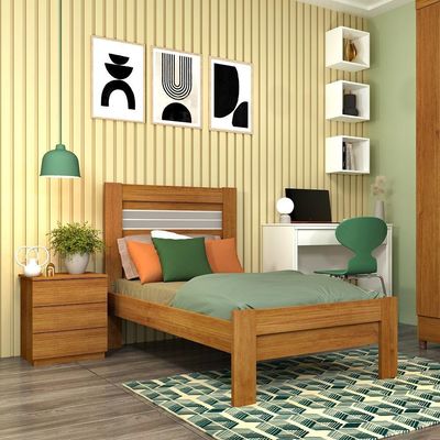 Cama Solteiro Safira Tcil Cinamomo/off White