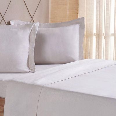 Jogo De Cama King 4 Pçs Line Stile 100% Poliéster 193x203x40cm Biscuit