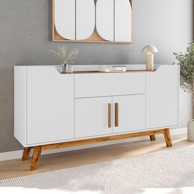 Balcão Buffet 4 Portas Future 136 Cm Bechara Branco Cinamomo