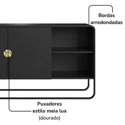 Balcao Buffet Organico 2 Portas 135 Cm 28071 Artesano Nero Preto