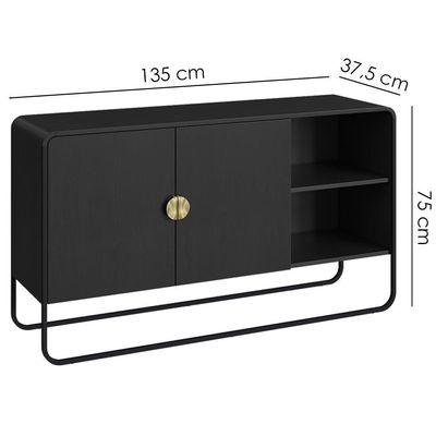 Balcao Buffet Organico 2 Portas 135 Cm 28071 Artesano Nero Preto