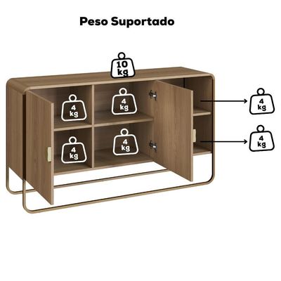 Balcao Buffet Organico 2 Portas 135 Cm 28071 Artesano Hanover Dourado