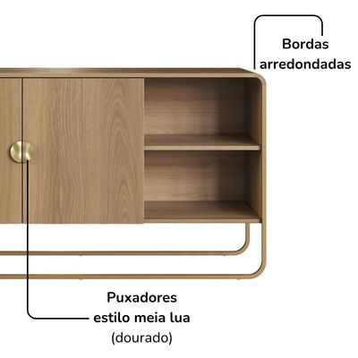 Balcao Buffet Organico 2 Portas 135 Cm 28071 Artesano Hanover Dourado