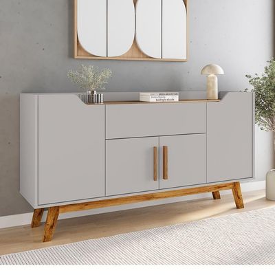 Balcão Buffet 4 Portas Future 136 Cm Bechara Off White Cinamomo