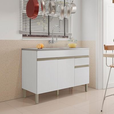 Balcao Para Pia 3 Portas 1 Gaveta 120 Cm Line Ktp Supremo