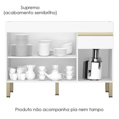 Balcao Para Pia 3 Portas 1 Gaveta 120 Cm Line Ktp Supremo